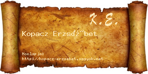 Kopacz Erzsébet névjegykártya